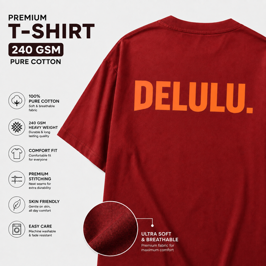 DELULU Printed Unisex Oversized Classic T-Shirt | Back Print collection