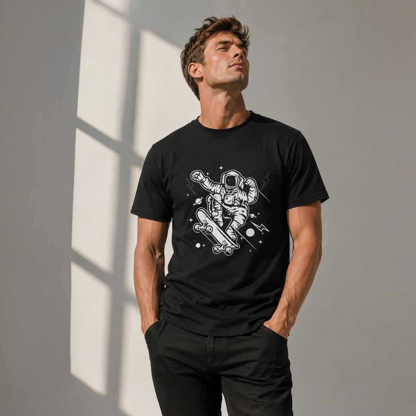 T-shirt unisexe léger en coton à col rond