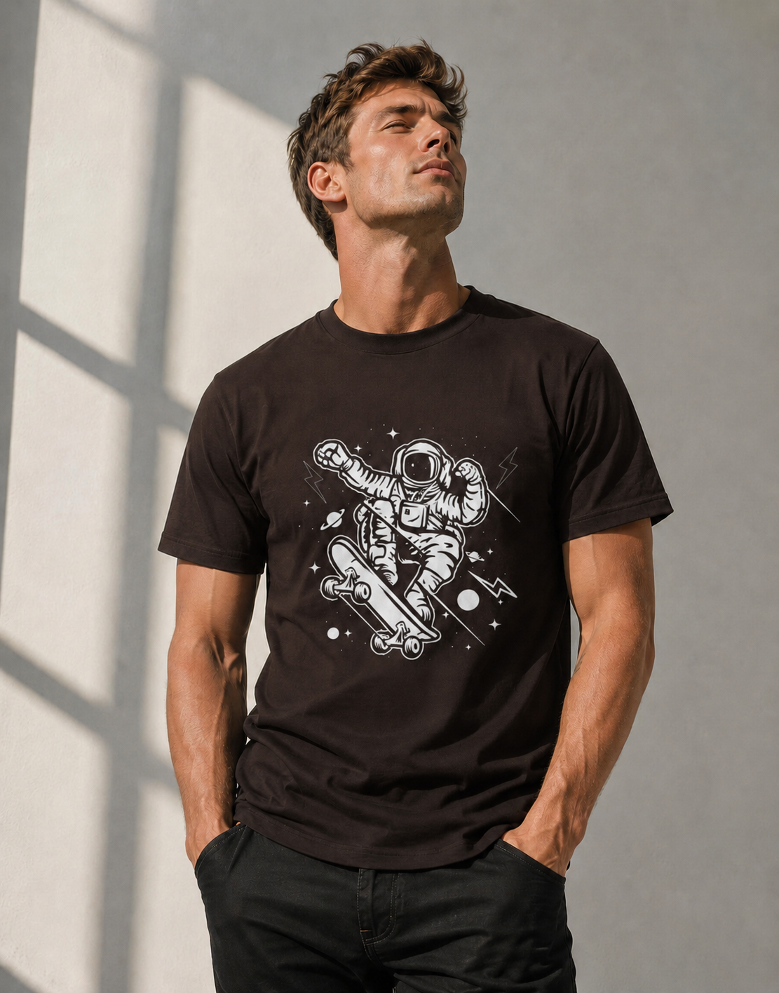 T-shirt unisexe léger en coton à col rond