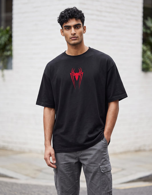 Vastrio Unisex Spider Graphic Printed T-Shirt for Men & Women | Minimal Superhero Inspired Print Cotton T-Shirt | Casual Streetwear Round Neck Short Sleeve Tee