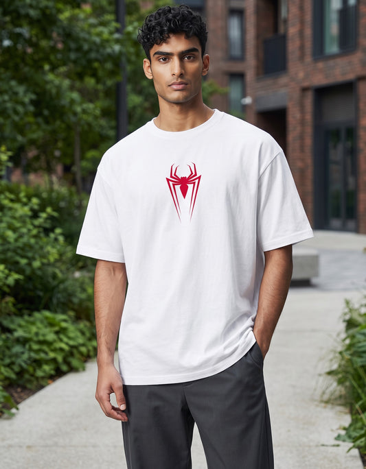 Vastrio Unisex Spider Graphic Printed T-Shirt for Men & Women | Minimal Superhero Inspired Print Cotton T-Shirt | Casual Streetwear Round Neck Short Sleeve Tee