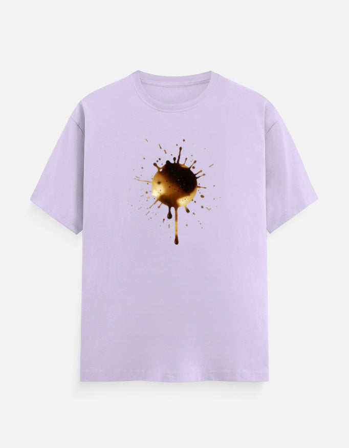 Unisex Classic Crew TShirt Versatile All-Season Casual Shirt in lavender featuring a unique gold splatter design.