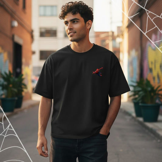 Men's White Graphic T-Shirt – Spider-Man Swinging Pose | Unisex Classic Crew T-Shirt